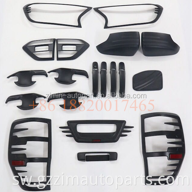 ABS Plastic Full Black exterior Trims Cover Kits for Ranger T7 & T8 2015 + Accessories